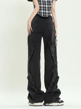 Lockere, schmale Freizeithose mit Batikmuster